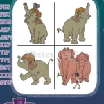 The Jungle Book - Colonel Hathi And Baby Elephant Hathi Jr - Elephant March Parade In The Jungle - Filled Embroidery Design - Instant Download