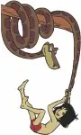 Disney Jungle Book Mowgli And Kaa The Snake Hypnotic Encounter Jungle - Filled Embroidery Design - 7221