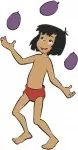 Disney Jungle Book Mowgli With Monkey Sitting On Rock Juggling Pointing - Filled Embroidery Design - 7239