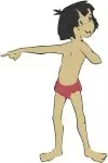 Disney Jungle Book Mowgli With Monkey Sitting On Rock Juggling Pointing - Filled Embroidery Design - 7241
