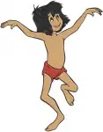 Disney Jungle Book Mowgli Man Cub Sitting Pensive Dancing Happy Jungle Life - Filled Embroidery Design - 7247