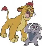 Disney Lion Guard Kion And Bunga Playing Together Friends Adventure Team - Filled Embroidery Design - 7290