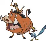 Disney Lion Guard Simba King Rafiki Presenting Pumbaa Timon Zazu On Head - Filled Embroidery Design - 7310