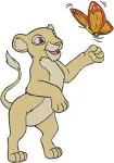 The Lion King Simba Cub Young Lion Running Sitting And With Butterfly Playful - Filled Embroidery Design - 7332