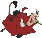 The Lion King Pumbaa Whog Dancing In Mud Eating Apple And Surprised Poses - Filled Embroidery Design - 7336