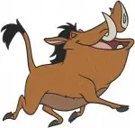 The Lion King Pumbaa Whog Full Body Character Poses Running And Standing - Filled Embroidery Design - 7345