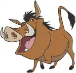 The Lion King Pumbaa Whog Full Body Character Poses Running And Standing - Filled Embroidery Design - 7346