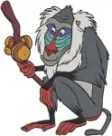 The Lion King Rafiki Mandrill Shaman Staff Meditating Fruit Dancing Poses - Filled Embroidery Design - 7349