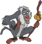 The Lion King Rafiki Mandrill Shaman Staff Meditating Fruit Dancing Poses - Filled Embroidery Design - 7350