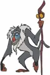 The Lion King Rafiki Wise Mandrill With Staff Various Walking And Pointing Poses - Filled Embroidery Design - 7354