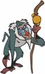 The Lion King Rafiki Wise Mandrill With Staff Various Walking And Pointing Poses - Filled Embroidery Design - 7355