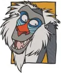 The Lion King Rafiki Mandrill Portraits Meditating Laughing And With Staff - Filled Embroidery Design - 7357