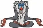 The Lion King Rafiki Mandrill Portraits Meditating Laughing And With Staff - Filled Embroidery Design - 7359