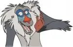 The Lion King Rafiki Mandrill Portraits Meditating Laughing And With Staff - Filled Embroidery Design - 7360