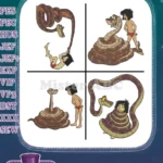 Disney Jungle Book Mowgli And Kaa The Snake Hypnotic Encounter Jungle - Filled Embroidery Design - Instant Download