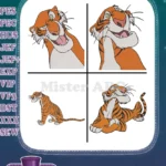 Disney Jungle Book Shere Khan The Tiger Various Menacing Poses Fearsome Villain Set - Filled Embroidery Design - Instant Download