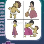 Disney Jungle Book Mowgli And Shanti Village Girl Interacting Childhood Collection - Filled Embroidery Design - Instant Download