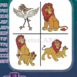 Disney Lion Guard Ono Egret Simba King With Kion Son Pride Lands Royalty - Filled Embroidery Design - Instant Download
