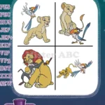 Disney Lion Guard Simba King With Kion Son Zazu Hornbill Advisor Royal Set - Filled Embroidery Design - Instant Download