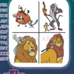 Disney Lion Guard Simba King Rafiki Presenting Pumbaa Timon Zazu On Head - Filled Embroidery Design - Instant Download