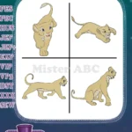 The Lion King Nala Adult Lioness Walking Sitting And Cub Playing Poses - Filled Embroidery Design - Instant Download