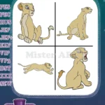The Lion King Nala Lioness Cub And Adult Sitting Running And Posing Views - Filled Embroidery Design - Instant Download