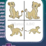 The Lion King Simba Cub Various Adorable Sitting Walking And Looking Poses - Filled Embroidery Design - Instant Download