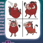 The Lion King Pumbaa Whog Various Poses Falling Standing Thoughtful Running - Filled Embroidery Design - Instant Download