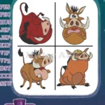 The Lion King Pumbaa Whog Various Expressive Portraits And Headshots - Filled Embroidery Design - Instant Download