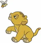 The Lion King Simba Cub Playing With Butterflies Various Adorable Sitting Poses - Filled Embroidery Design - 7399
