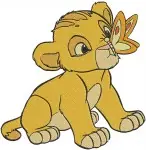 The Lion King Simba Cub Playing With Butterflies Various Adorable Sitting Poses - Filled Embroidery Design - 7400