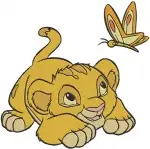 The Lion King Simba Cub Playing With Butterflies Various Adorable Sitting Poses - Filled Embroidery Design - 7401