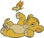 The Lion King Simba Cub Playing With Butterflies Various Adorable Sitting Poses - Filled Embroidery Design - 7402