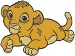 The Lion King Simba Cub Various Cute Sitting And Lying Down Character Poses - Filled Embroidery Design - 7408