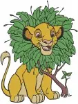 The Lion King Simba Cub With Leaf Mane Sitting And On Pride Rock Iconic Poses - Filled Embroidery Design - 7412