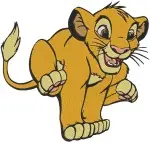 The Lion King Simba Cub With Leaf Mane Sitting And On Pride Rock Iconic Poses - Filled Embroidery Design - 7413