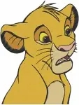 The Lion King - Young Simba Lion Cub Close Up Face Portraits And Sweet Expressions - Future King Of Pride Rock - Filled Embroidery Design - 7445