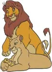 The Lion King - Adult Simba And Nala The Royal Lion Couple - Loving And Playful Interaction Poses - Pride Lands Royalty - Filled Embroidery Design - 7450