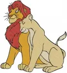 The Lion King - Simba And Nala Adult Love And Young Cub Playtime - Generational Lion Romance And Friendship - Filled Embroidery Design - 7457
