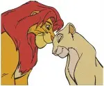 The Lion King - Simba And Nala Adult Love And Young Cub Playtime - Generational Lion Romance And Friendship - Filled Embroidery Design - 7458