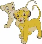 The Lion King - Young Simba And Nala Lion Cubs Playing Together - Adorable Best Friends Adventure Poses - Filled Embroidery Design - 7461