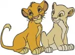 The Lion King - Young Simba And Nala Lion Cubs Playing Together - Adorable Best Friends Adventure Poses - Filled Embroidery Design - 7464