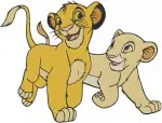 The Lion King - Young Simba And Nala Lion Cubs Sweet Poses Together - Future King And Queen Childhood Friendship - Filled Embroidery Design - 7469