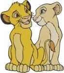 The Lion King - Young Simba And Nala Lion Cubs Sweet Poses Together - Future King And Queen Childhood Friendship - Filled Embroidery Design - 7470