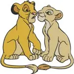 The Lion King - Young Simba And Nala Lion Cubs Sweet Poses Together - Future King And Queen Childhood Friendship - Filled Embroidery Design - 7471