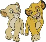 The Lion King - Young Simba And Nala Lion Cubs Sweet Poses Together - Future King And Queen Childhood Friendship - Filled Embroidery Design - 7472