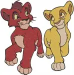 The Lion King - Adult Simba And Nala In He - Young Simba And Nala Playing - Simba With Zazu - Love And Friendship - Filled Embroidery Design - 7483
