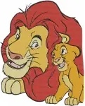 The Lion King - Adult Simba And Nala Playful - Mufasa (Or Simba) With Young Simba On Back - Royal Family Fun - Filled Embroidery Design - 7510
