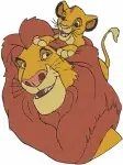 The Lion King - Adult Simba And Nala Playful - Mufasa (Or Simba) With Young Simba On Back - Royal Family Fun - Filled Embroidery Design - 7511