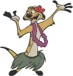 The Lion King - Timon The Meerkat Hula Dance And Relaxed Poses - Comical Hakuna Matata Character - Filled Embroidery Design - 7516